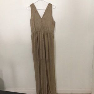 Francesca’s gold shimmer long dress